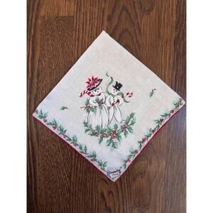 Vintage Christmas Snowman Handkerchief by Burmel NWT / Deadstock